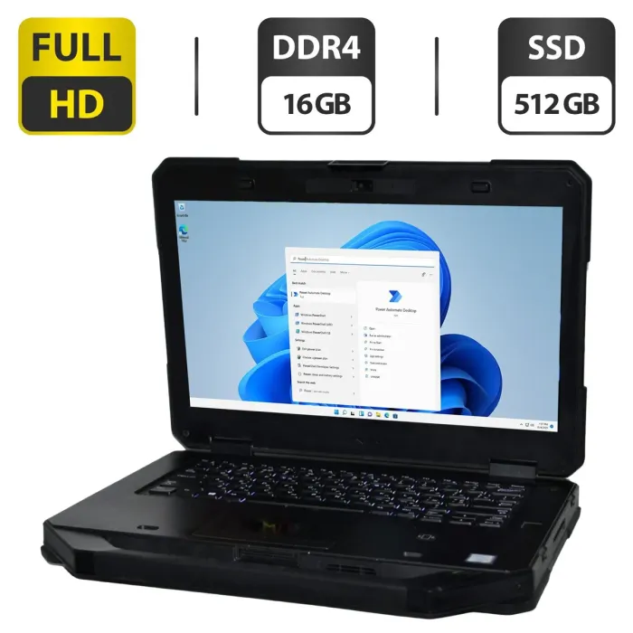 Захищений ноутбук Б-клас Dell Latitude 5414 Rugged / 14" (1920x1080) IPS / Intel Core i5-6300U (2 (4) ядра по 2.4 - 3.0 GHz) / 16 GB DDR4 / 512 GB SSD / Intel HD Graphics 520 / WebCam / Windows 11 Pro б/в - зображення 1
