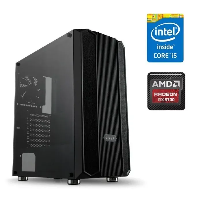 Ігровий ПК Vinga Legend Tower / Intel Core i5-7500 (4 ядра 3,4 - 3,8 ГГц) / 16 ГБ DDR4 / 240 ГБ SSD / AMD Radeon RX 5700, 8 ГБ GDDR6, 256-біт / 650 Вт б/в - зображення 1