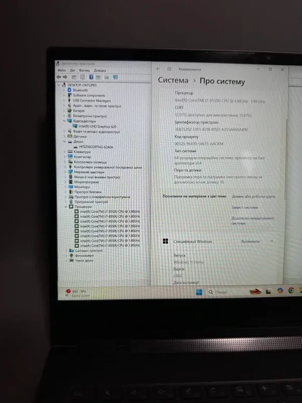 Ноутбук-трансформер Lenovo Yoga C930-13Ikb / 13" (1920х1080) IPS Touch / Intel Core i7-8550U (4 (8) ядра по 1.8 - 4.0 GHz) / 12 GB DDR4 / 256 GB SSD / Intel UHD Graphics 620 / WebCam / Win 11 б/в - зображення 9