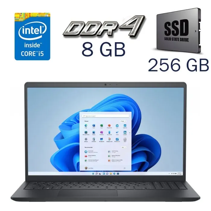 Ультрабук Dell Inspiron 3511 / 15.6" (1920x1080) IPS / Intel Core i5-1135G7 (4 (8) ядра по 2.4 - 4.2 GHz) / 8 GB DDR4 / 256 GB SSD (NVMe PCIe) / Intel Iris Xe Graphics / WebCam б/в - зображення 1