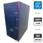 Комп'ютер Fujitsu Esprimo P758 E85 Tower / Intel Core i5-8400 (6 ядер по 2,8 - 4,0 ГГц) / 16 ГБ DDR4 / 480 ГБ SSD / nVidia Quadro K1200, 4 ГБ GDDR5, 128-біт б/в