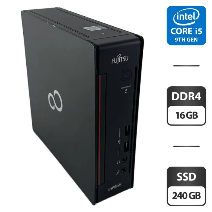 Неттоп Fujitsu Esprimo Q558 USFF / Intel Core i5-9400T (6 ядер по 1.8 - 3.4 GHz) / 16 GB DDR4 / 240 GB SSD / Intel UHD Graphics 630 + Блок живлення б/в - зображення 1