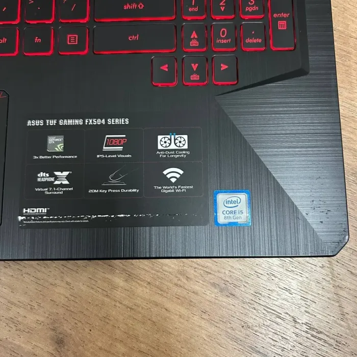 Ігровий ноутбук Б-клас Asus TUF Gaming FX504GD / 15.6" (1920x1080) IPS / Intel Core i5-8300H (4 (8) ядра по 2.3 - 4.0 GHz) / 8 GB DDR4 / 256 GB SSD / nVidia GeForce GTX 1050, 2 GB GDDR5, 128-bit / WebCam б/в - зображення 8