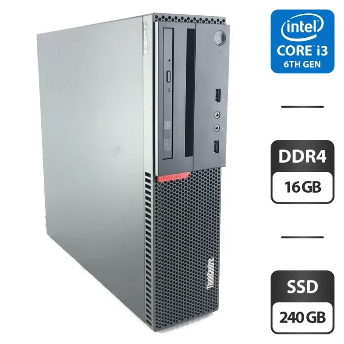 Комп'ютер Lenovo ThinkCentre M800 SFF / Intel Core i3-6100 (2 (4) ядра по 3.7 GHz) / 16 GB DDR4 / 240 GB SSD / Intel HD Graphics 530 б/в - зображення 1