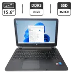 Ноутбук Б-клас HP Pavilion 15 / 15.6" (1366x768) TN / AMD A8-6410 (4 ядра по 2.0 - 2.4 GHz) / 8 GB DDR3 / 360 GB SSD / AMD Radeon R5 Graphics / WebCam / DVD-ROM б/в