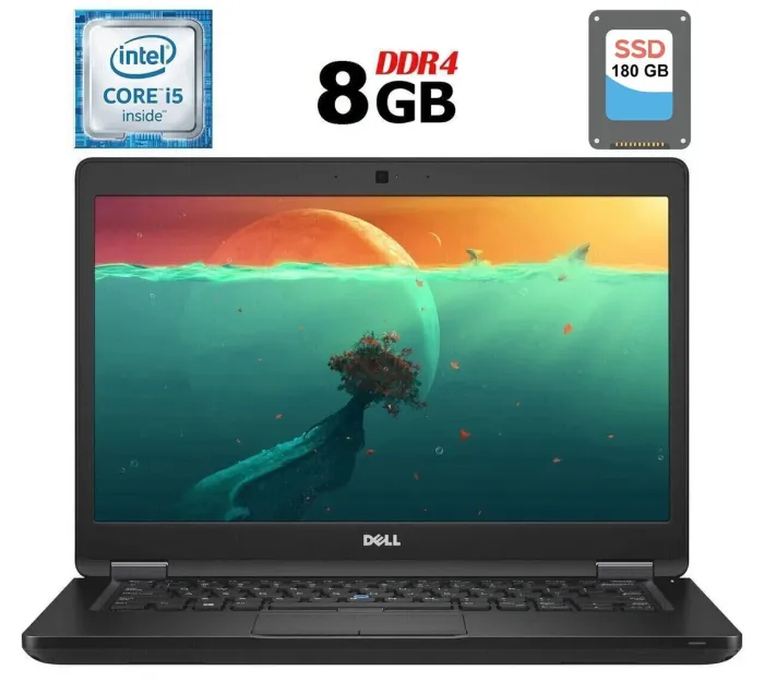 Ноутбук Б-клас Dell Latitude 5480 / 14" (1920x1080) IPS / Intel Core i5-6440HQ (4 ядра по 2.6 - 3.5 GHz) / 8 GB DDR4 / 180 GB SSD / Intel HD Graphics 530 / WebCam / HDMI б/в - зображення 1