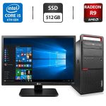 Комплект: Lenovo ThinkCentre M800 Tower / Intel Core i5-6600K (4 ядра по 3,5 - 3,9 ГГц) / 16 ГБ DDR4 / 512 ГБ SSD / AMD Radeon R9 270X, 4 ГБ GDDR5, 256-біт / DVD-ROM + Монітор LG 24MB37PM-B / 24" (1920x1080) IPS б/в