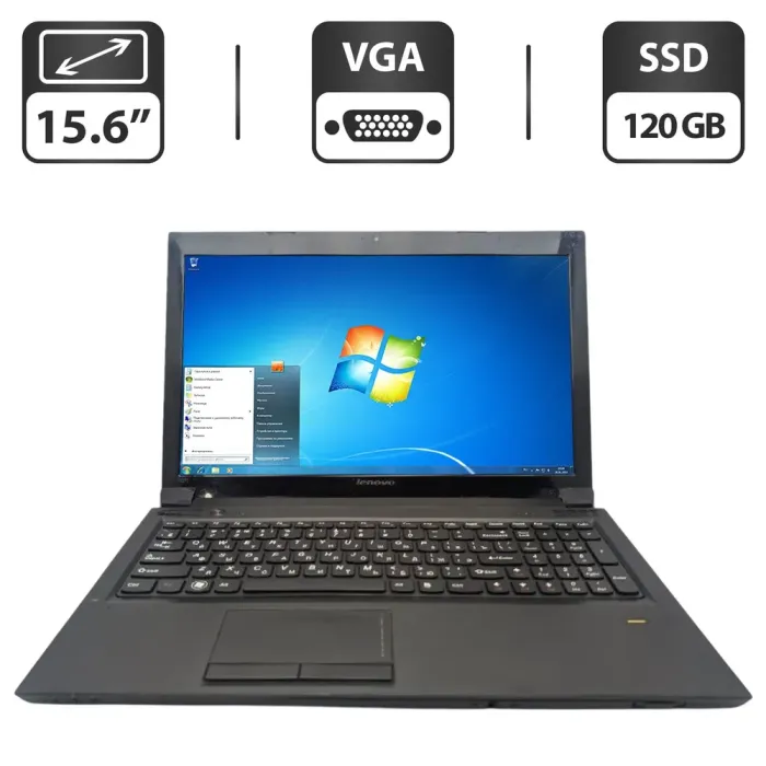 Ноутбук Lenovo B575 / 15.6" (1366x768) TN / AMD E-300 (2 ядра по 1.3 GHz) / 6 GB DDR3 / 120 GB SSD / AMD Radeon HD 6310 Graphics / WebCam / DVD-ROM б/в - зображення 1