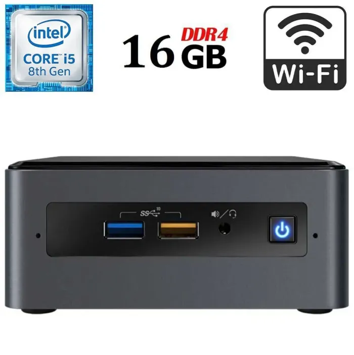 Неттоп Intel NUC NUC8BEK USFF / Intel Core i5-8259U (4 (8) ядра по 2.3 - 3.8 GHz) / 16 GB DDR4 / 256 GB SSD M.2 / Intel Iris Plus Graphics 655 / USB 3.1 / HDMI / Wi-Fi б/в - зображення 1