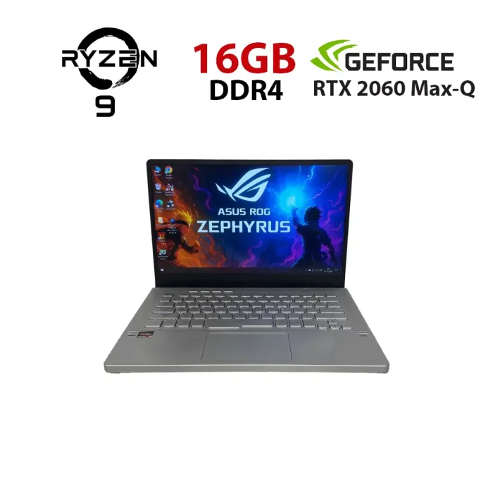 Ігровий ультрабук Б-класу Asus ROG Zephyrus G14 GA401IV / 14" (1920x1080) IPS / AMD Ryzen 9 4900HS (8 (16) ядер по 3,0 - 4,3 ГГц) / 16 ГБ DDR4 / 1000 ГБ SSD NVMe / nVidia GeForce RTX 2060 Max-Q, 6 ГБ GDDR6, 192-біт б/в - зображення 1
