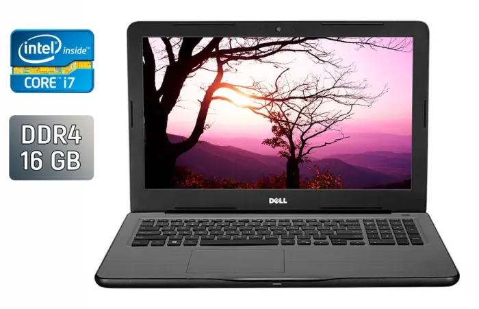 Ноутбук Dell Inspiron 5567 / 15.6" (1920x1080) IPS / Intel Core i7-7500U (2 (4) ядра по 2.7 - 3.5 GHz) / 16 GB DDR4 / 500 GB SSD / AMD Radeon R7 M440, 4 GB DDR3, 64-bit / WebCam / Windows 10 б/в - зображення 1