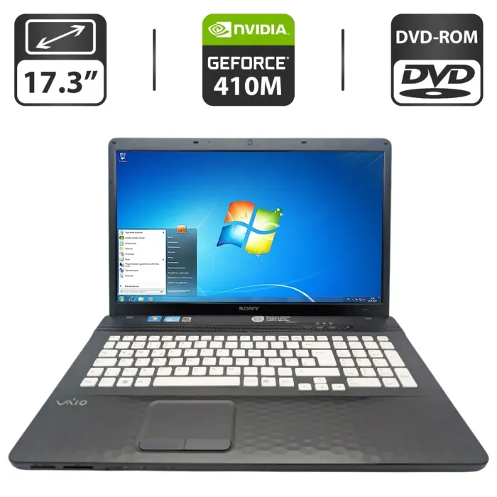 Ноутбук Sony Vaio EJ2M1E / 17.3" (1600x900) TN / Intel Core i5-2430M (2 (4) ядра по 2.4 - 3.0 GHz) / 8 GB DDR3 / 640 GB HDD / nVidia GeForce 410M, 1 GB GDDR3, 64-bit / WebCam / DVD-ROM б/в - зображення 1
