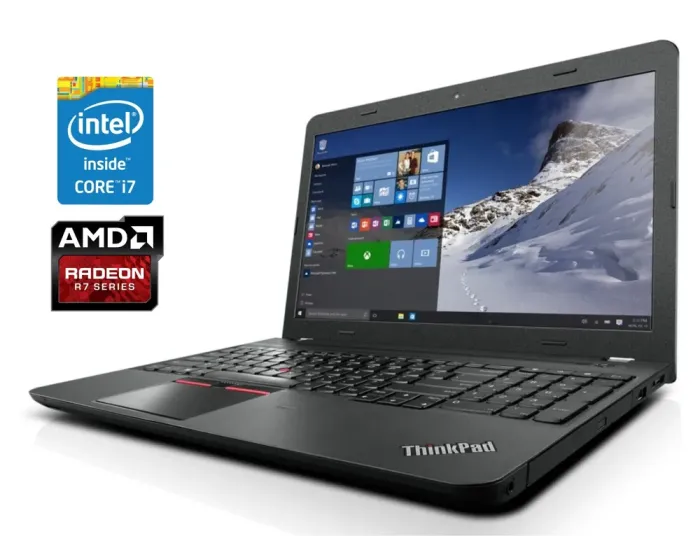 Ноутбук Б-клас Lenovo ThinkPad E560 / 15.6" (1920x1080) IPS / Intel Core i7-6500U (2 (4) ядра по 2.5 - 3.1 GHz) / 8 GB DDR3 / 240 GB SSD / AMD Radeon R7 M370, 2 GB GDDR5, 128-bit / WebCam / Win 10 Pro б/в - зображення 1