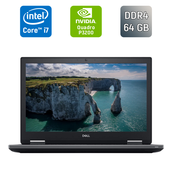 Мобільна робоча станція Dell Precision 7730 / 17,3" (1920x1080) IPS / Intel Core i7-8850H (6 (12) ядра по 2,6 - 4,3 ГГц) / 64 ГБ DDR4 / 500 ГБ SSD / nVidia Quadro P3200, 6 ГБ GDDR5, 192-біт / WebCam / HDMI / Windows 10 б/в - изображение 1