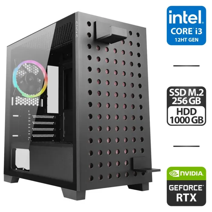 Збірка під замовлення:  ігровий ПК Azza Elise 140 ARGB Tower / Intel Core i3-12100F (4 ядра по 3.3 - 4.3 GHz) / 16 GB DDR4 / 256 GB SSD M.2 + 1000 GB HDD / nVidia GeForce RTX 3050, 8 GB GDDR6, 128-bit / 650W - зображення 1