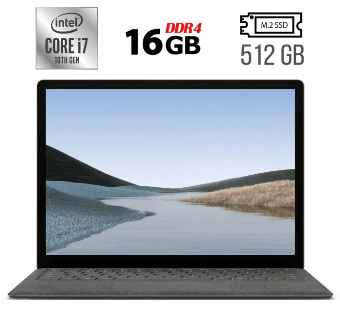 Ультрабук Microsoft Surface Laptop 3 1867 / 13.5" (2256x1504) IPS Touch / Intel Core i7-1065G7 (4 (8) ядра по 1.3 - 3.9 GHz) / 16 GB DDR4 / 512 GB SSD M.2 / Intel Iris Plus Graphics / WebCam / USB 3.1 б/в - зображення 1