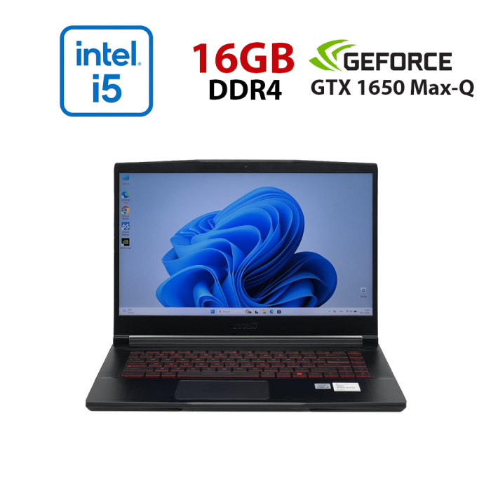 Ігровий ноутбук Б-класу MSI GF63 Thin 11SC MS-16R6 / 15.6" (1920x1080) IPS / Intel Core i5-11400H (6 (12) ядер по 2,7 - 4,5 ГГц) / 16 ГБ DDR4 / 960 ГБ SSD / nVidia GeForce GTX 1650 Max-Q, 4 ГБ GDDR6, 128-біт / WebCam б/в - изображение 1