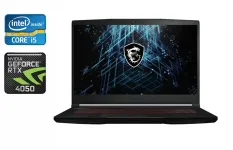 Ігровий ноутбук MSI Thin GF63 / 15.6" (1920x1080) IPS / Intel Core i5-12450H (8 (12) ядер по 3.3 - 4.4 GHz) / 8 GB DDR4 / 512 GB SSD / nVidia GeForce RTX 4050, 6 GB GDDR6, 96-bit / WebCam / Windows 10 б/у