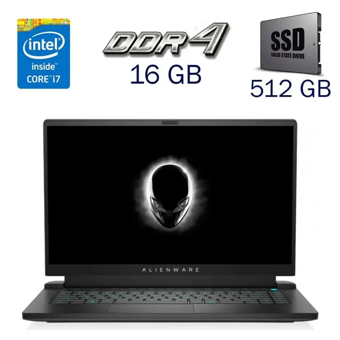 Ігровий ноутбук Dell Alienware M15 R4 / 15.6" (1920x1080) IPS / Intel Core i7-10870H (8 (16) ядер по 2.2 - 5.0 GHz) / 16 GB DDR4 / 512 GB SSD / nVidia GeForce RTX 3070, 8 GB GDDR6, 256-bit / WebCam б/в - зображення 1