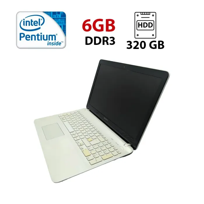 Ноутбук Sony SVF152C29M / 15.6" (1366x768) TN / Intel Pentium 2117U (2 ядра по 1.8 GHz) / 6 GB DDR3 / 320 GB HDD / Intel HD Graphics 2500 / WebCam б/в - зображення 1