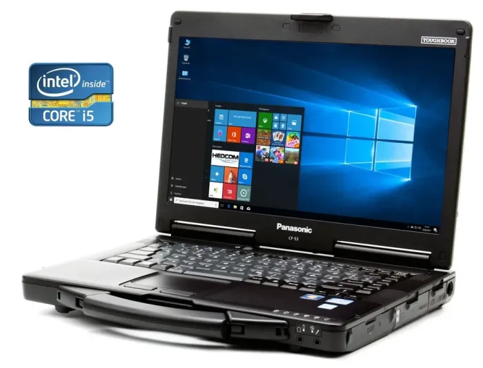 Захищений ноутбук Б-клас Panasonic Toughbook CF-53 / 14" (1366x768) TN / Intel Core i5-4300U (2 (4) ядра по 1.9 - 2.9 GHz) / 8 GB DDR3 / 256 GB SSD / Intel HD Graphics 4400 / DVD-ROM б/в - зображення 1