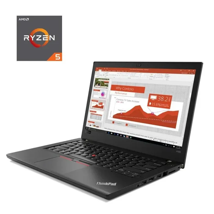 Ультрабук Lenovo ThinkPad A485 / 14" (1920x1080) IPS / AMD Ryzen 5 2500U (4 (8) ядра по 2.0 - 3.6 GHz) / 16 GB DDR4 / 256 GB SSD M.2 / AMD Radeon RX Vega 8 Graphics / WebCam / Win 10 Pro б/в - зображення 1