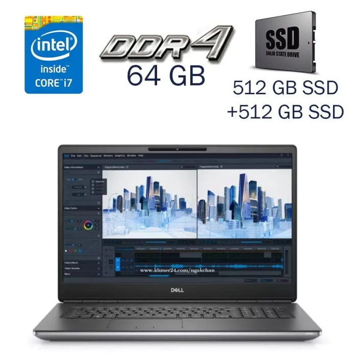 Робоча станція Dell Precision 7760 / 17.3" (1920x1080) IPS / Intel Core i7-11850H (8 (16) ядер по 2.5 - 4.8 GHz) / 64 GB DDR4 / 512 GB SSD+512 GB SSD / nVidia RTX A3000, 6 GB GDDR6, 192-bit / WebCam б/в - зображення 1