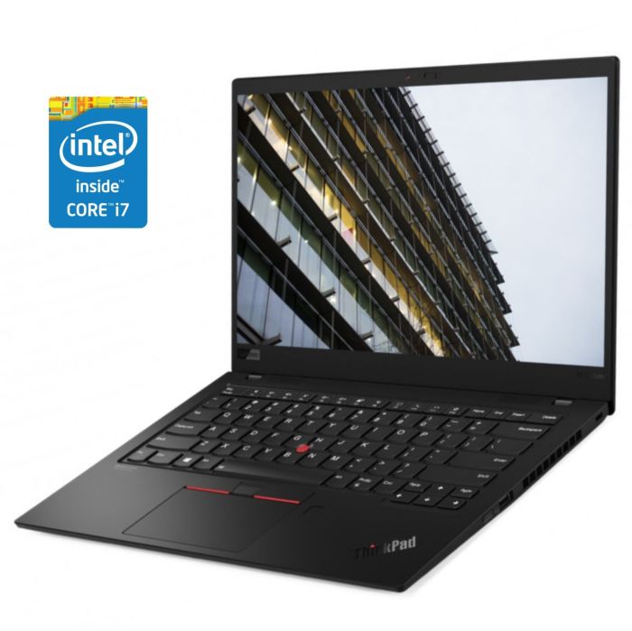 Ультрабук Б-клас Lenovo Thinkpad X1 Carbon G7 / 14" (1920x1080) IPS / Intel Core i7-8565U (4 (8) ядра по 1.8 - 4.6 GHz) / 16 GB DDR4 / 192 GB SSD / Intel UHD Graphics / WebCam / Win 10 Pro б/в - зображення 1