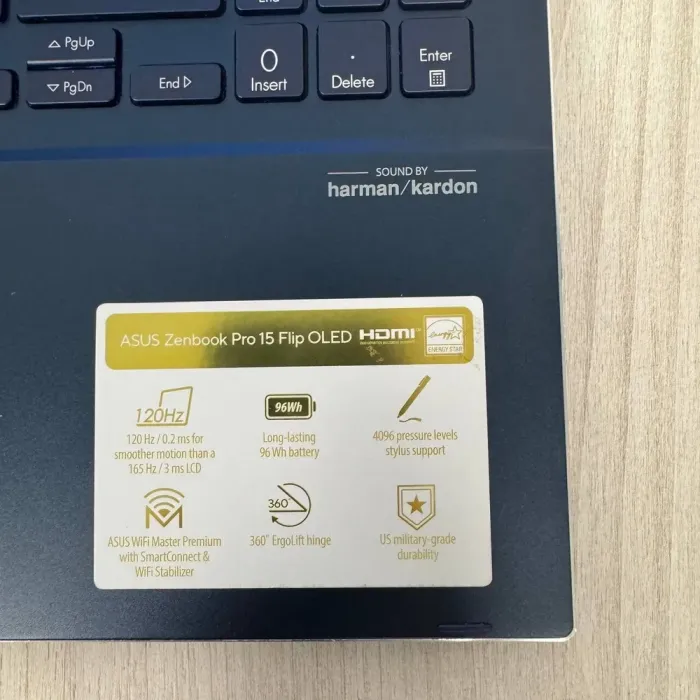 Ультрабук-трансформер Б-клас Asus Zenbook Pro 15 Flip Q529ZA / 15.6" (2880x1620) OLED / Intel Core i7-12700H (14 (20) ядер по 3.5 - 4.7 GHz) / 16 GB DDR5 / 512 GB SSD NVMe / Intel Iris Xe Graphics / WebCam б/в - зображення 9