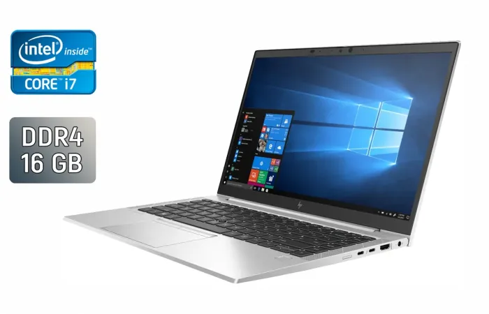 Ультрабук HP EliteBook 840 G7 / 14" (1920x1080) IPS / Intel Core i7-10610U (4 (8) ядра по 1.8 - 4.9 GHz) / 16 GB DDR4 / 512 GB SSD / Intel UHD Graphics / WebCam / TouchID / Windows 10 б/в - зображення 1