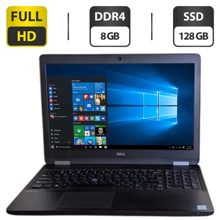 Ноутбук Dell Latitude E5570 / 15.6" (1920x1080) TN / Intel Core i5-6300U (2 (4) ядра по 2.4 GHz) / 8 GB DDR4 / 128 GB SSD / Intel HD Graphics 520 / WebCam б/в - зображення 1
