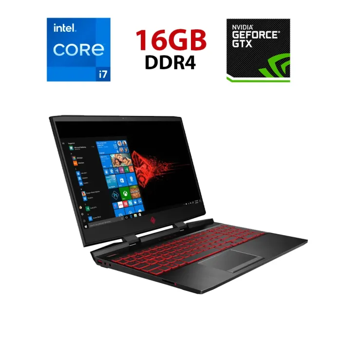 Ігровий ноутбук HP Omen 5-dc1010nr / 15.6" (1920x1080) IPS / Intel Core i7-9750H (6 (12) ядер по 2.6 - 4.5 GHz) / 16 GB DDR4 / 256 GB SSD + 1000 GB HDD / nVidia GeForce GTX 1650, 4 GB GDDR5, 128-bit / WebCam / HDMI б/в - зображення 1