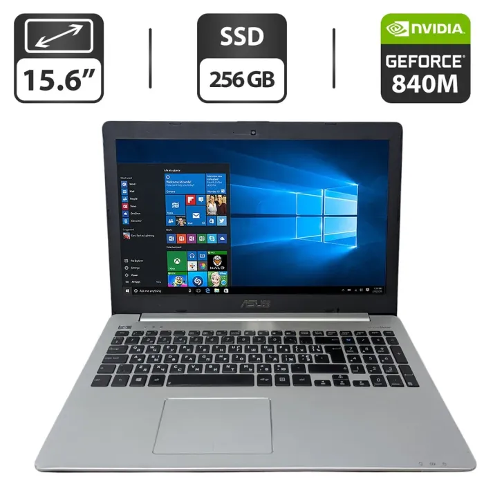 Ноутбук Б-клас Asus A551L / 15.6" (1366x768) TN / Intel Core i5-4210U (2 (4) ядра по 1.7 - 2.7 GHz) / 12 GB DDR3 / 256 GB SSD / nVidia GeForce 840M, 2 GB GDDR3, 64-bit / WebCam / DVD-ROM / Без АКБ б/в - зображення 1