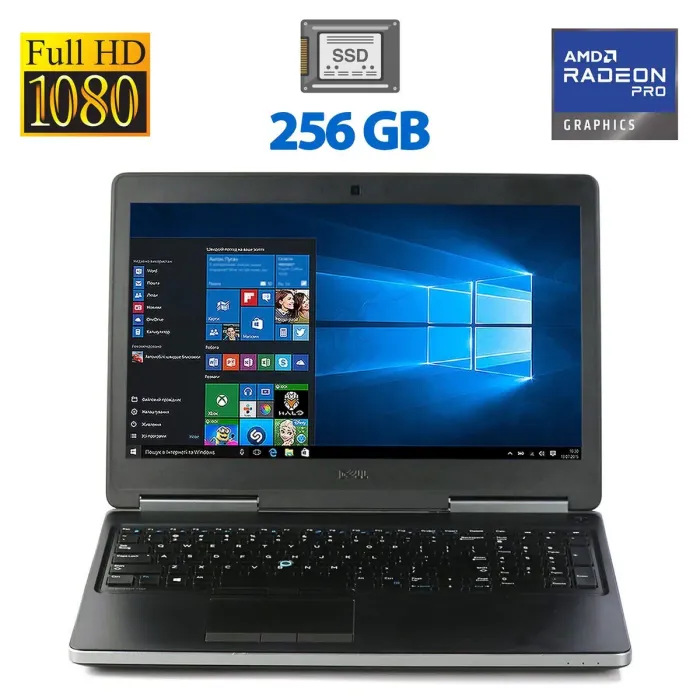 Мобільна робоча станція Dell Precision 7520 / 15.6" (1920x1080) TN / Intel Core i7-7700HQ (4 (8) ядра по 2.8 - 3.8 GHz) / 8 GB DDR4 / 256 GB SSD / AMD Radeon Pro WX 4130, 2 GB GDDR5, 128-bit / WebCam / HDMI б/в - зображення 1