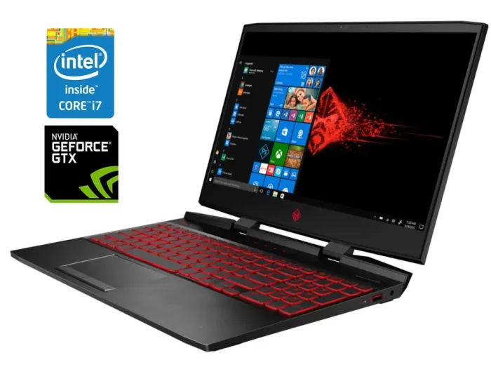 Ігровий ноутбук Б-клас HP Omen 15-dc1057nr / 15.6" (1920x1080) IPS / Intel Core i7-9750H (6 (12) ядер по 2.6 - 4.5 GHz) / 16 GB DDR4 / 256 GB SSD + 500 GB HDD / nVidia GeForce GTX 1650, 4 GB GDDR5, 128-bit / WebCam / Win 11 б/в - зображення 1