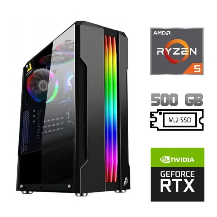 Ігровий ПК / AMD Ryzen 5 5500 (6 (12) ядер по 3.6 - 4.2 GHz) / 16 GB DDR4 / 500 GB SSD M.2 / nVidia GeForce RTX 3060 Ti, 8 GB GDDR6, 256-bit / 700W - зображення 1