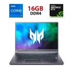 Ігровий ноутбук Acer Predator Triton 500 PT516-51S-76M0 / 16" (2560x1600) IPS / Intel Core i7-11800H (8 (16) ядер по 2.3 - 4.6 GHz) / 16 GB DDR4 / 480 GB SSD / nVidia GeForce RTX 3060, 6 GB GDDR6, 192-bit / WebCamб/в
