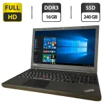 Ноутбук Б-клас Lenovo ThinkPad T540p / 15.6" (1920x1080) TN / Intel Core i5-4300M (2 (4) ядра по 2.6 - 3.3 GHz) / 16 GB DDR3 / 240 GB SSD / Intel HD Graphics 4600 / WebCam б/в