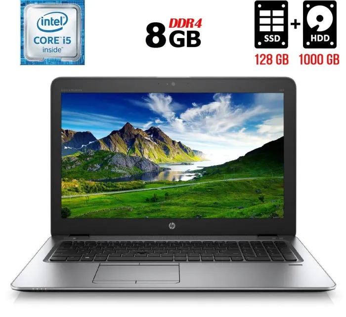 Ноутбук HP EliteBook 850 G3 / 15.6" (1920x1080) TN / Intel Core i5-6200U (2 (4) ядра по 2.3 - 2.8 GHz) / 8 GB DDR4 / 128 GB SSD M.2 + 1000 GB HDD / Intel HD Graphics 520 / WebCam / Fingerprint / DisplayPort б/в - зображення 1