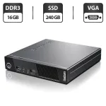 Неттоп Lenovo ThinkCentre M93p Tiny USFF / Intel Core i5-4570T (2 (4) ядра по 2.9 - 3.6 GHz) / 16 GB DDR3 / 240 GB SSD / Intel HD Graphics 4600 / VGA / Блок живлення б/в