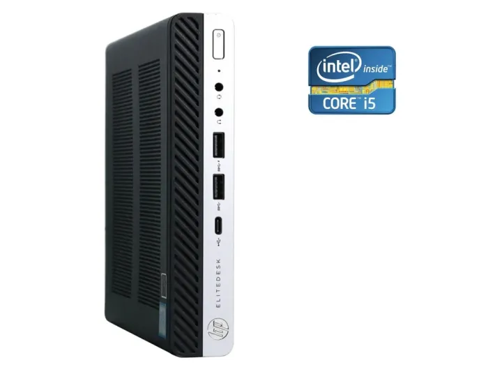 Неттоп HP EliteDesk 800 G4 Desktop Mini USFF / Intel Core i5-8500T (6 ядер по 2.1 - 3.5 GHz) / 8 GB DDR4 / 256 GB SSD NVMe / Intel UHD Graphics 630 / 35W б/в - зображення 1