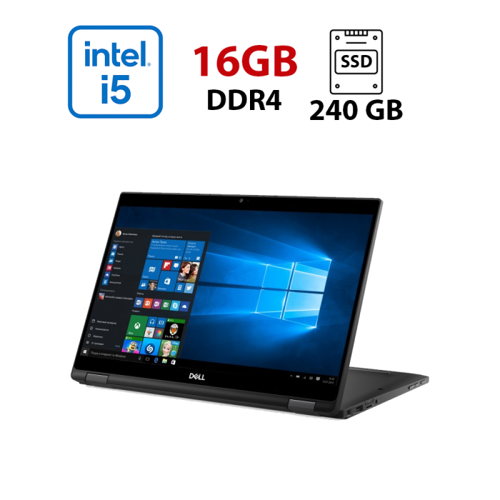 Ультрабук-трансформер Dell Latitude 7390 2-in-1 / 13.3" (1920x1080) IPS Touch / Intel Core i5-8350U (4 (8) ядра по 1.7 - 3.6 GHz) / 16 GB DDR4 / 240 GB SSD / Intel UHD Graphics 620 / WebCam б/в - зображення 1