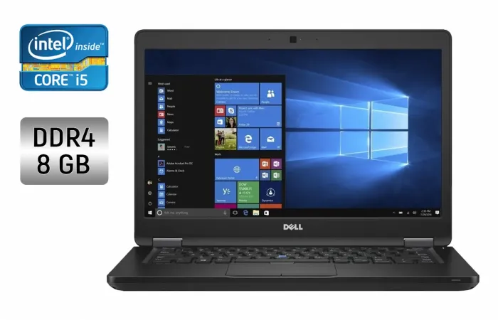 Ультрабук Dell Latitude 5480 / 14" (1366x768) TN / Intel Core i5-7200U (2 (4) ядра по 2.5 - 3.1 GHz) / 8 GB DDR4 / 240 GB SSD / Intel HD Graphics 620 / WebCam / HDMI / Windows 10 б/в - зображення 1