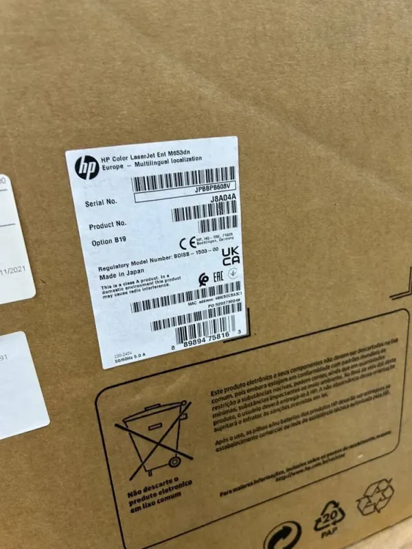 Принтер HP Color LaserJet Enterprise M653dn (J8A04A) / Лазерний кольоровий друк / 1200x1200 dpi / A4 / 56 стор/хв / Ethernet, USB 2.0 / ePrint - зображення 4