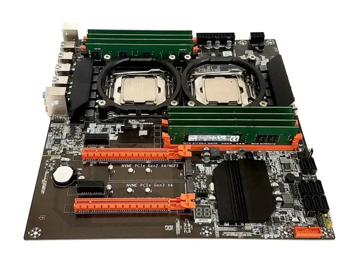 Комплект: Материнська плата ZX-DU99D4_V1.31 + 2x Intel Xeon E5-2660 v4 (14 (28) ядер по 2.0 - 3.2 GHz) + 16 GB DDR4 б/в - зображення 3