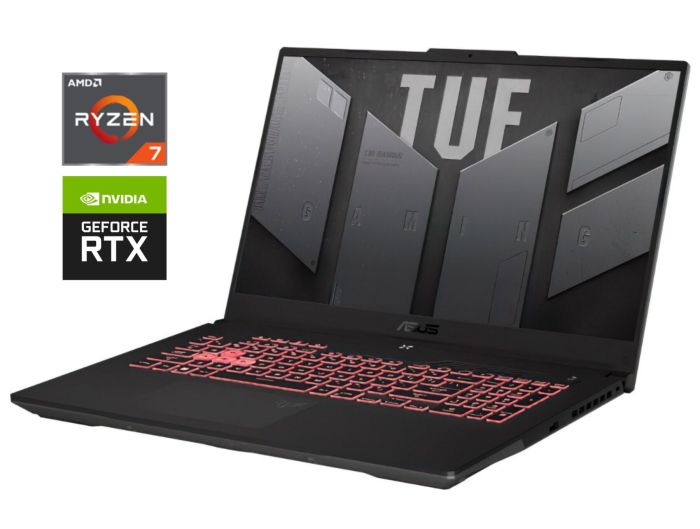 Ігровий ноутбук Asus TUF Gaming A17 FA707RE / 17.3" (1920x1080) IPS / AMD Ryzen 7 6800H (8 (16) ядер по 3.2 - 4.7 GHz) / 16 GB DDR5 / 512 GB SSD NVMe / nVidia GeForce RTX 3050 Ti, 4 GB GDDR6, 128-bit / WebCam б/в - зображення 1