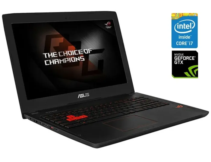 Ігровий ноутбук Asus ROG Strix GL502VM / 15.6" (1920x1080) IPS / Intel Core i7-6700HQ (4 (8) ядра по 2.6 - 3.5 GHz) / 16 GB DDR4 / 480 GB SSD / nVidia GeForce GTX 1060, 6 GB GDDR5, 192-bit / WebCam / Win 10 Home б/в - зображення 1