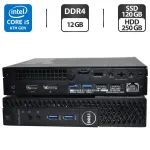 Неттоп Dell OptiPlex 3050 Micro USFF / Intel Core i5-6500T (4 ядра по 2.5 - 3.1 GHz) / 12 GB DDR4 / 120 GB SSD M.2 + 250 GB HDD / Intel UHD Graphics 530 / Windows 11 Pro б/в
