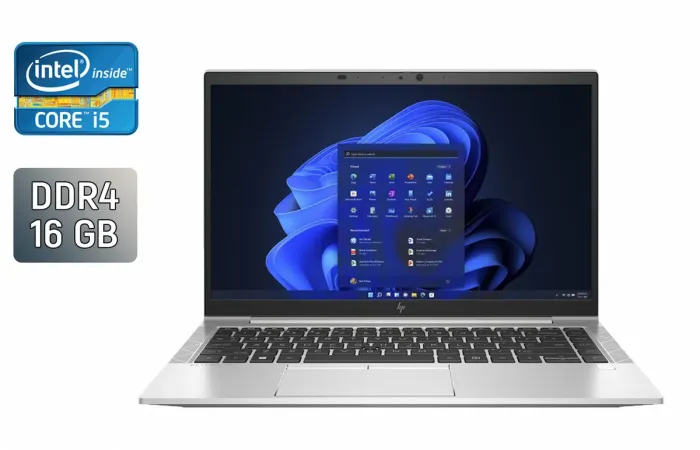 Ультрабук HP EliteBook 840 G8 / 14" (1920x1080) IPS / Intel Core i5-1145G7 (4 (8) ядра по 2.6 - 4.4 GHz) / 16 GB DDR4 / 512 GB SSD / Intel Iris Xe Graphics / WebCam / TouchID / Windows 10 б/в - зображення 1