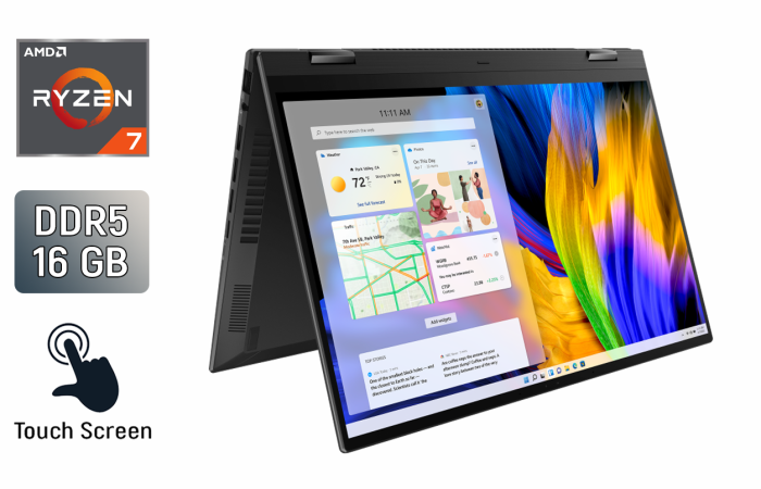 Ноутбук-трансформер Б-клас Asus ZenBook UN5401R / 14" (2880x1800) IPS Touch / AMD Ryzen 7 6800H (8 (16) ядер по 3.2 - 4.7 GHz) / 16 GB DDR5 / 512 GB SSD / AMD Radeon 680M / WebCam / Windows 11 б/в - зображення 1